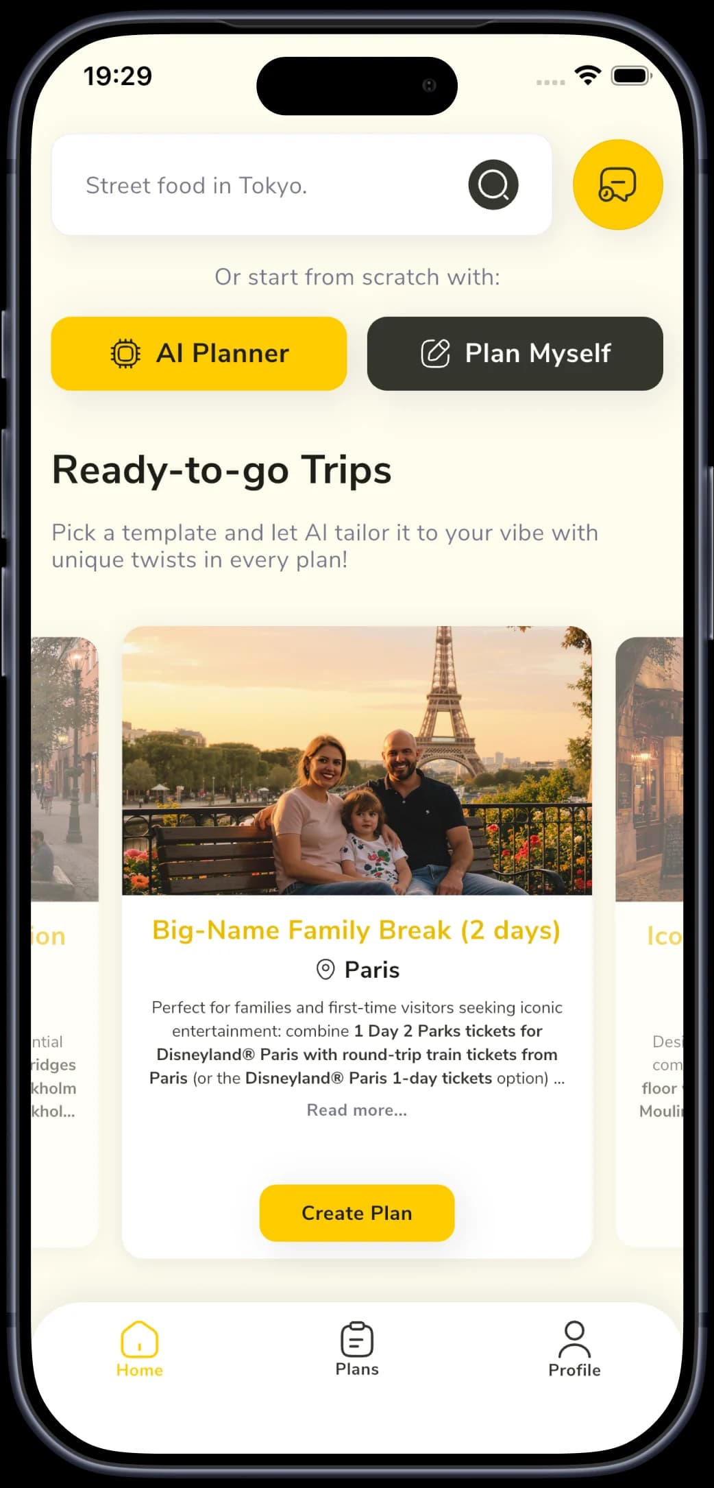 TICT app home screen